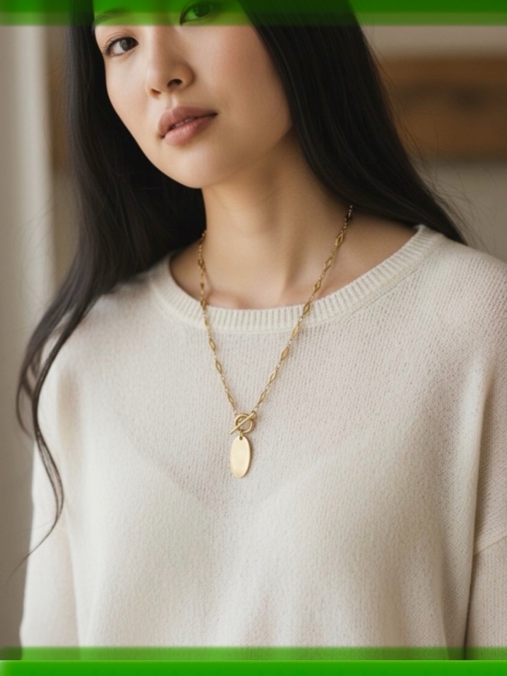 Plunder Gold Chain Pendant Necklace - Classic Oval Tag